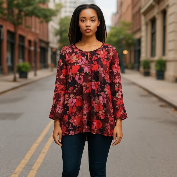 Lane Bryant Vintage Floral Print Feminine Top - Picture 1 of 8